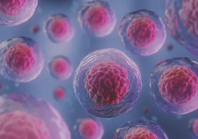 A 3D rendering of embryonic stem cells