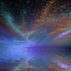 A starry night sky reflected over calm water, symbolizing the discovery of hidden patterns in complex systems.