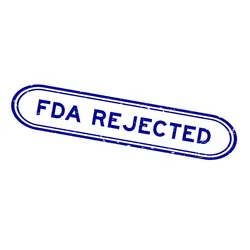 Grunge blue FDA rejected word rubber seal stamp on white background