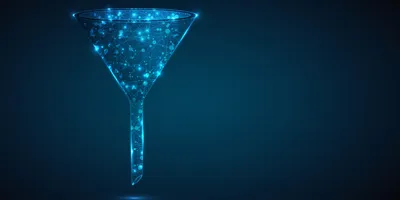 Medical glowing funnel in low polygonal wireframe design. 