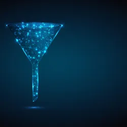 Medical glowing funnel in low polygonal wireframe design. 