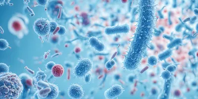 Microscopic blue bacteria 