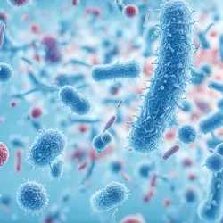 Microscopic blue bacteria 