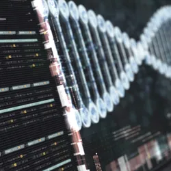 A holographic display of DNA on a computer modeling system 