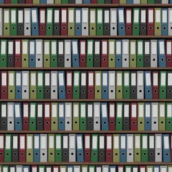 Big archive full of colored office binders representing the huge amount of data generated by clinical trials. 