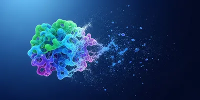Colorful molecular structure representing PROTACs in drug discovery.