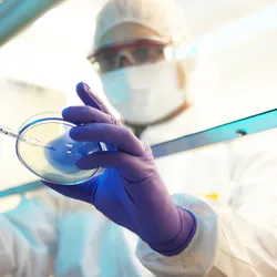 Scientist in a clean room