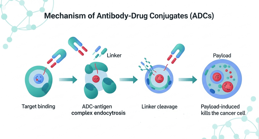 Mechanism of Antibody-Drug Conjugates (ADCs) in cancer therapy Mechanism of Antibody-Drug Conjugates (ADCs) in cancer therapy