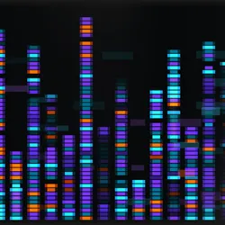 na sequence map with genetic data visualization. Genome pattern analysis for abstract medical research illustration.