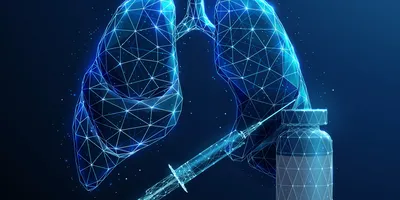 Abstract lung graphic with vaccine, illustrating lung cancer research