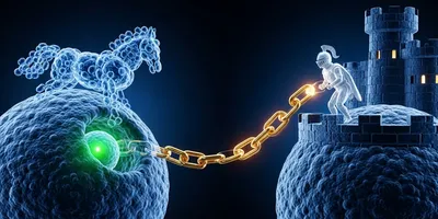 Conceptual image showing a trojan horse and white knight highlighting the mechanism of ADCs and Bispecifics in cancer treatment