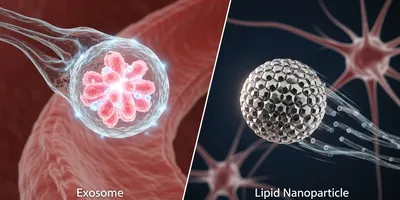 Visual representation of exosome and lipid nanoparticle delivery systems