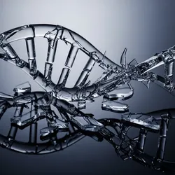 A conceptual illustration of a shattered glass DNA helix on a dark surface, with vibrant, glowing organic structures sprouting from the broken shards, symbolizing the lessons and progress gained from gene therapy failures.