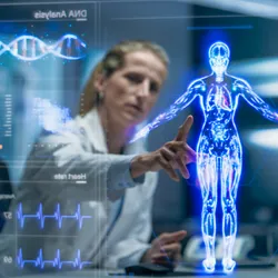 Medical researchers analyzing AI data for epilepsy and rare diseases