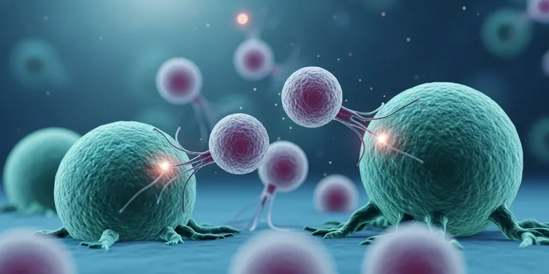 Visualization of T-cells interacting in a biological setting.