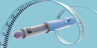 GLP-1 drug injection pen with measurement markings