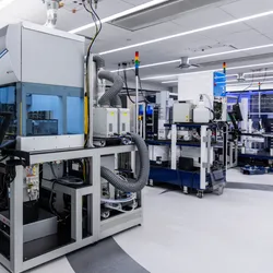 Automated synthesis platform for AI-driven drug discovery.