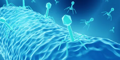 Bacteriophages attacking bacteria