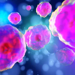 3D rendered Illustration of colourful cells under the microscope.