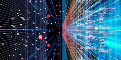 Abstract program code, big data, artificial intelligence, machine learning, quantum computing.