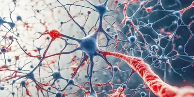 3D depiction of neural cells in a network