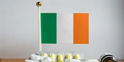 Flag of Ireland with Pills and Capsules