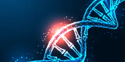 DNA strand against blue background
