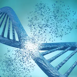 DNA chain breaking down. 