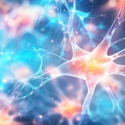 Futuristic visualization of neural networks and synaptic connections in the brain.