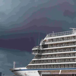 A photo of a cruise ship on the ocean