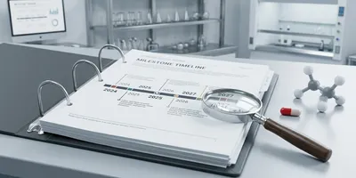 Regulatory binder on laboratory bench illustrating the concept of FDA guidance for AI in drug discovery