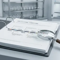 Regulatory binder on laboratory bench illustrating the concept of FDA guidance for AI in drug discovery