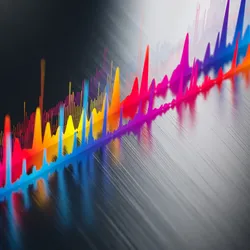 Abstract illustration of colorful spectral emission peaks.