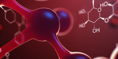 A conceptual illustration of molecular structures and chemical formulas representing metabolites and their analysis.