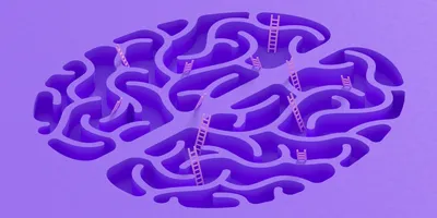 3D rendering of a brain labyrinth with ladders leading out.