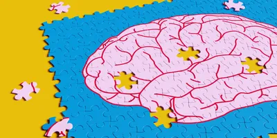 Human brain puzzle with a few missing pieces.
